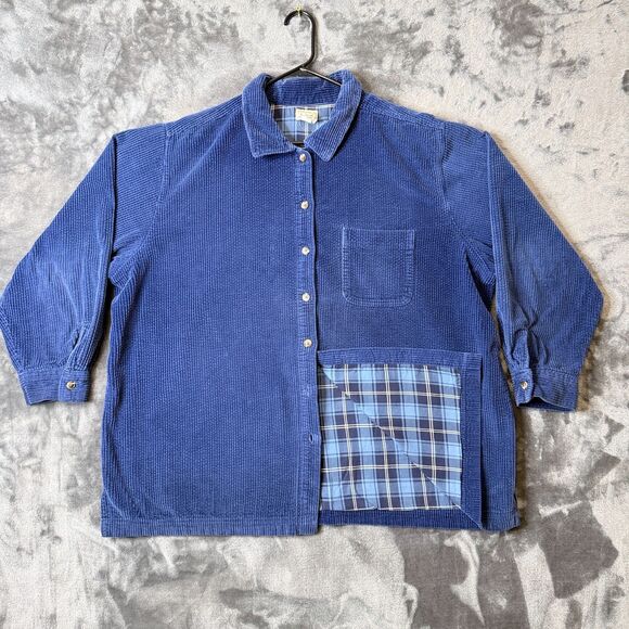 L.L. Bean Womens Button Down Flannel Lined Corduroy Long Sleeve Collard Shirt - Picture 1 of 7